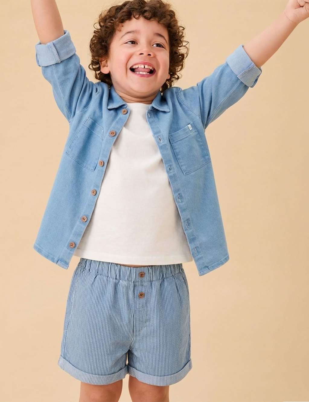 Mori Kids Denim Shirt (3 Months-4 Years) - 3-4 Years - Blue Denim - Available at M&S