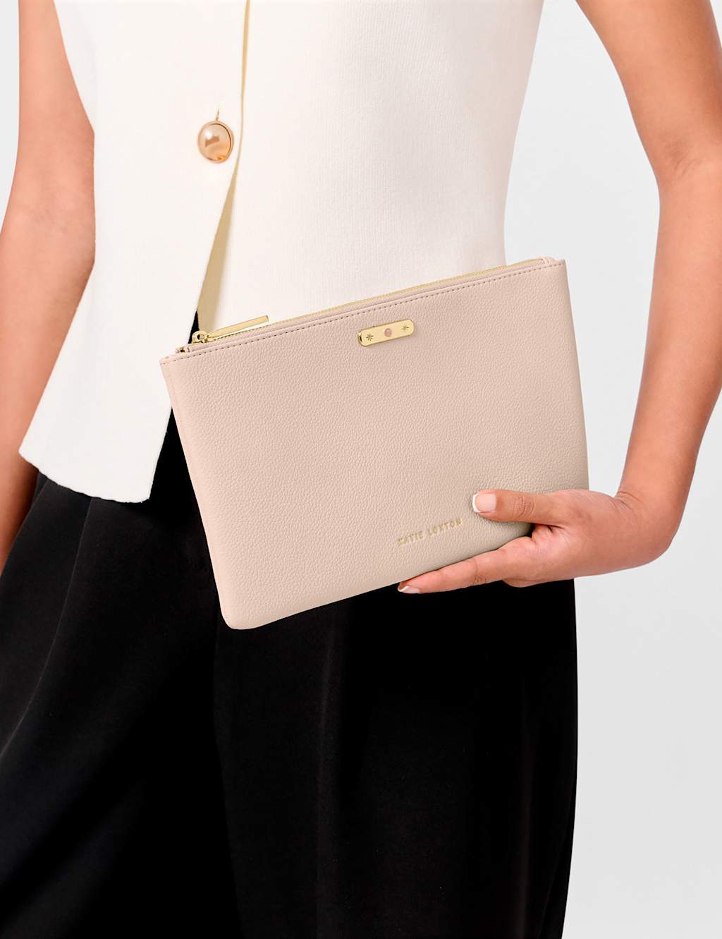 Katie Loxton Faux Leather July Birthstone Pouch Purse Light Pink