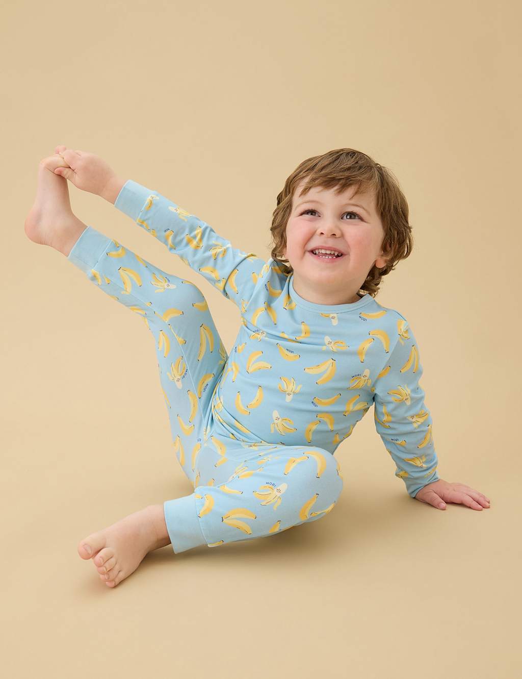 Mori Boys Banana Pyjamas (0-6 Yrs) - 5-6 Years - Blue Mix - Available at M&S