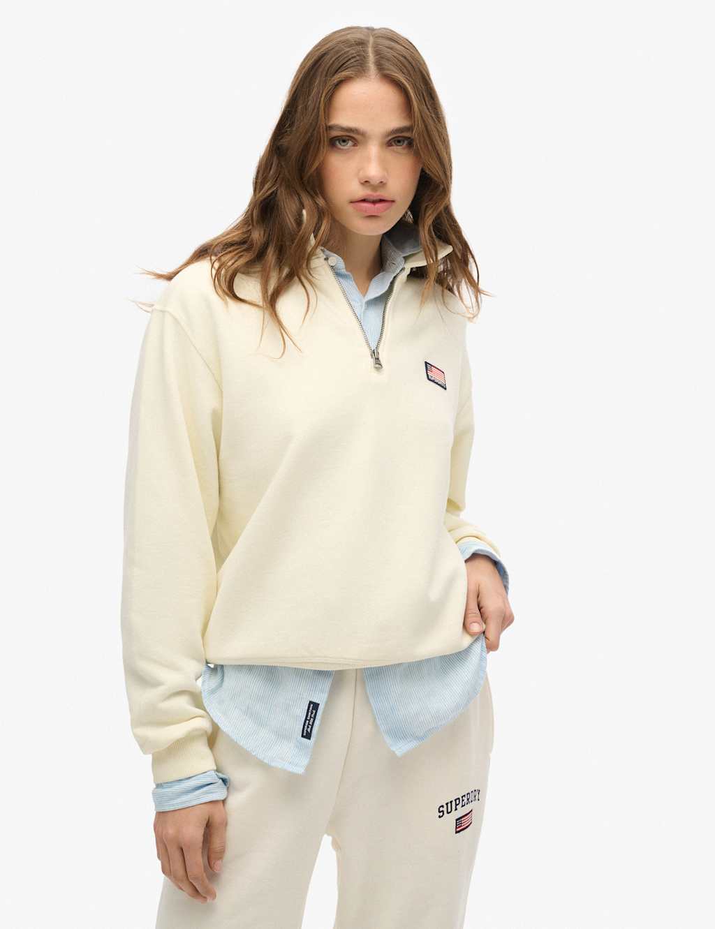 Superdry & Co Women's Pure Cotton New York Half Zip Sweatshirt - 16 - White - Available at M&S