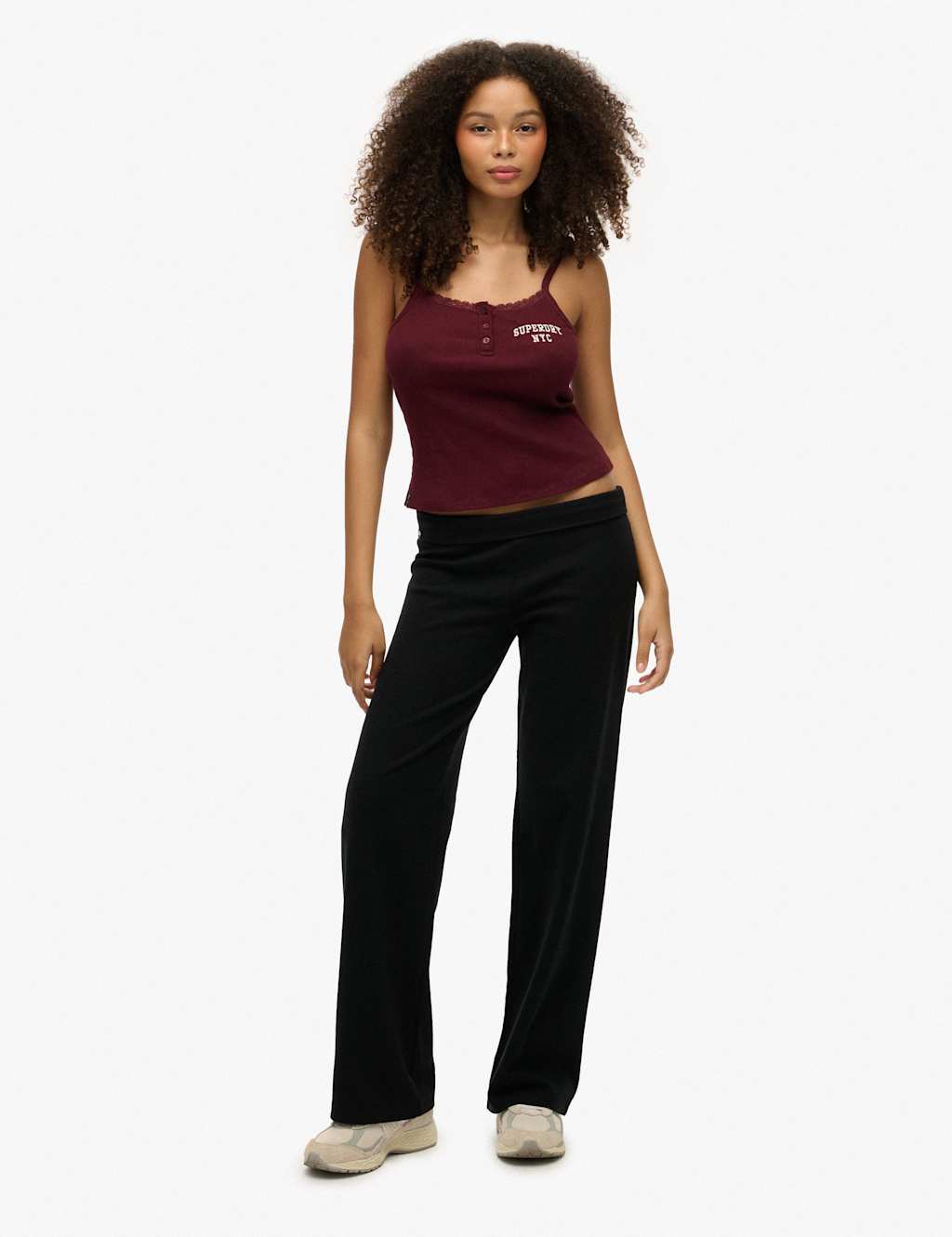 Superdry & Co Women's Cotton Rich Fold Over Slim Fit Joggers - 8 - Black - Available at M&S