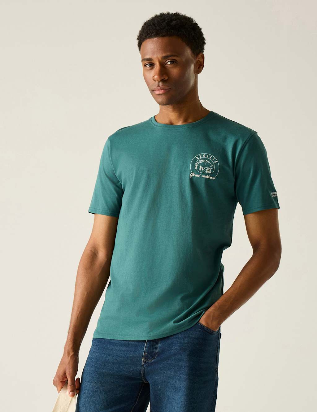 Regatta Men's Cline IX Pure Cotton Compass T-Shirt - 4XL - Green - Available at M&S
