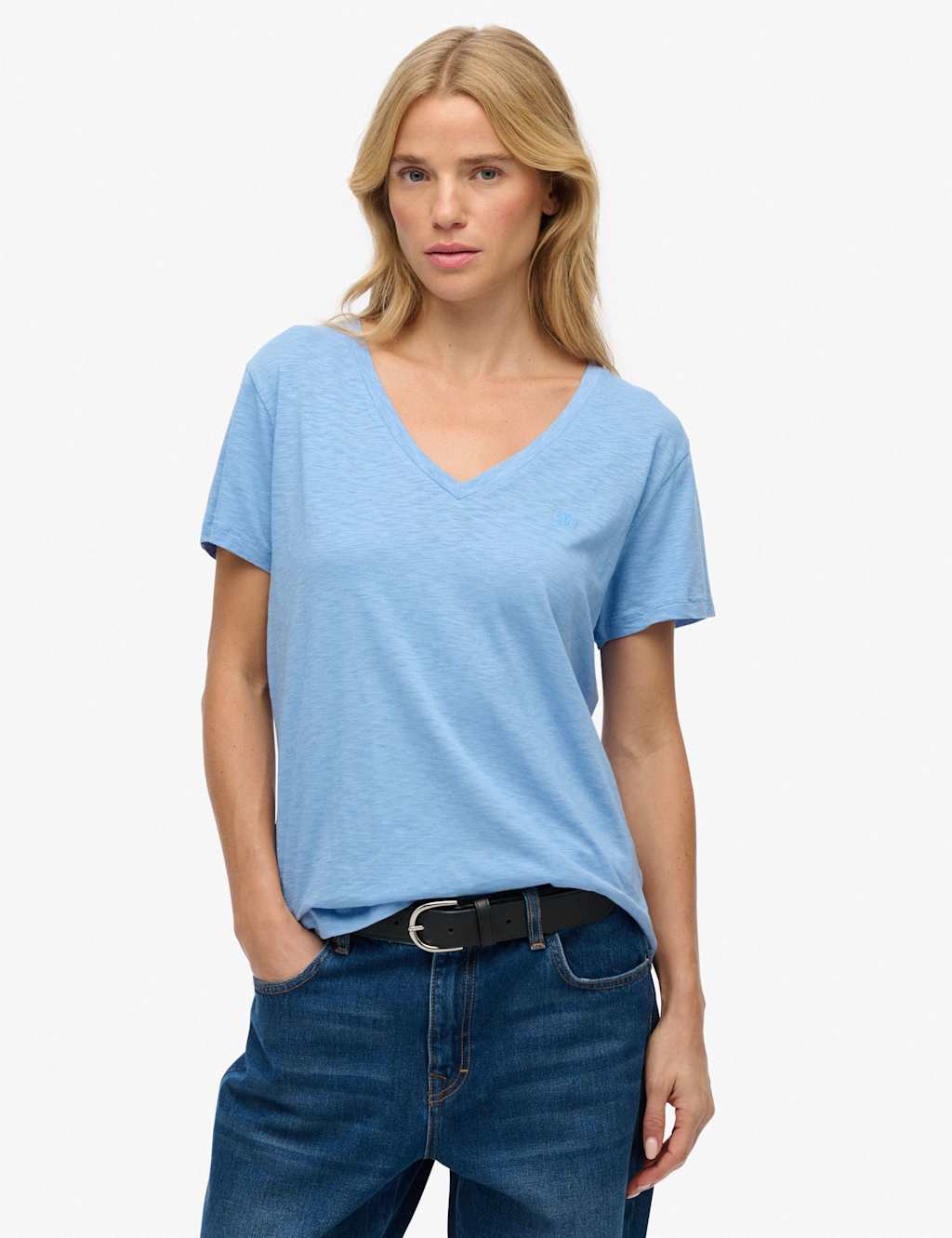 Superdry & Co Women's Cotton Rich V-Neck T-Shirt - 12 - Blue - Available at M&S