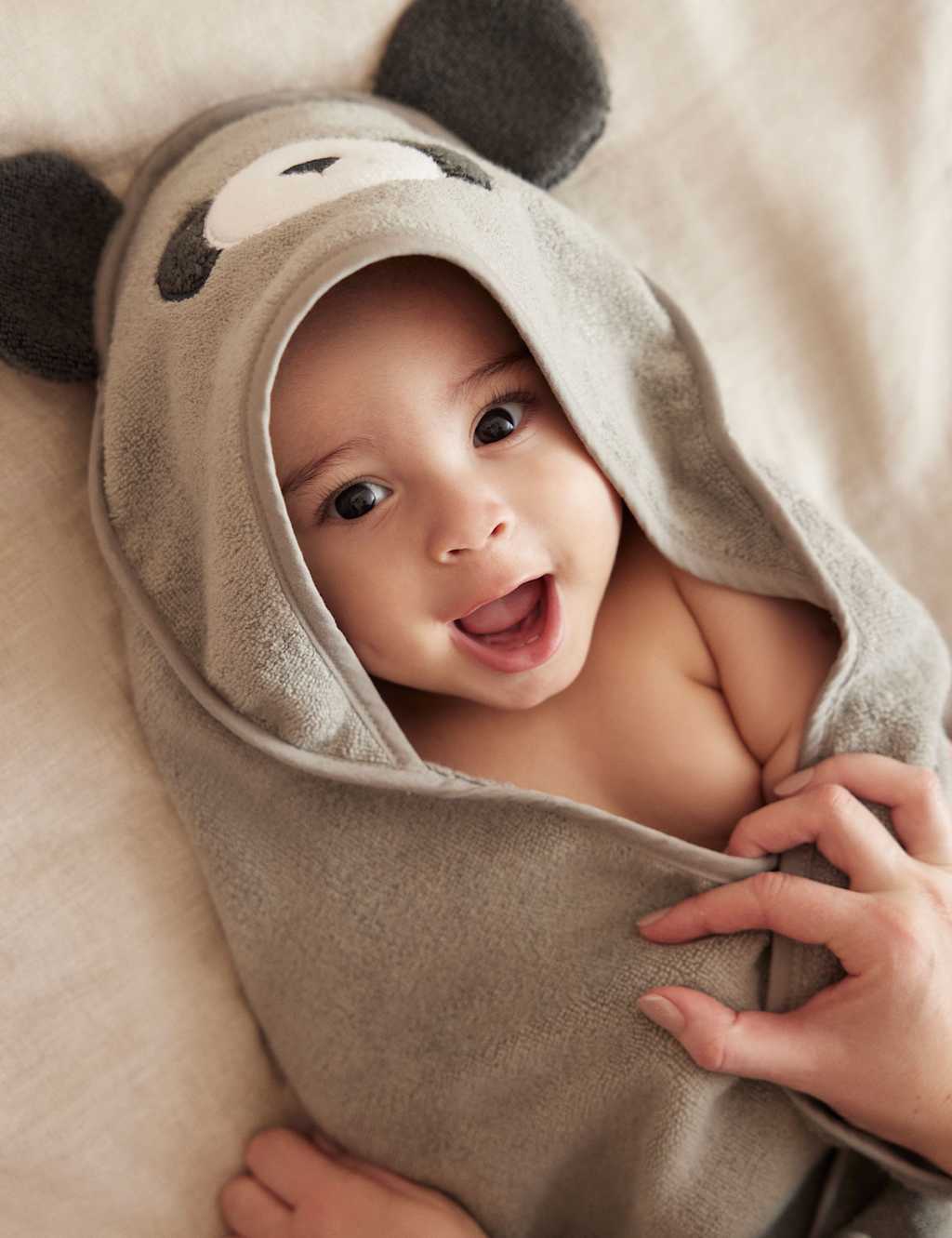 Pure Cotton Panda Hooded Baby Towel