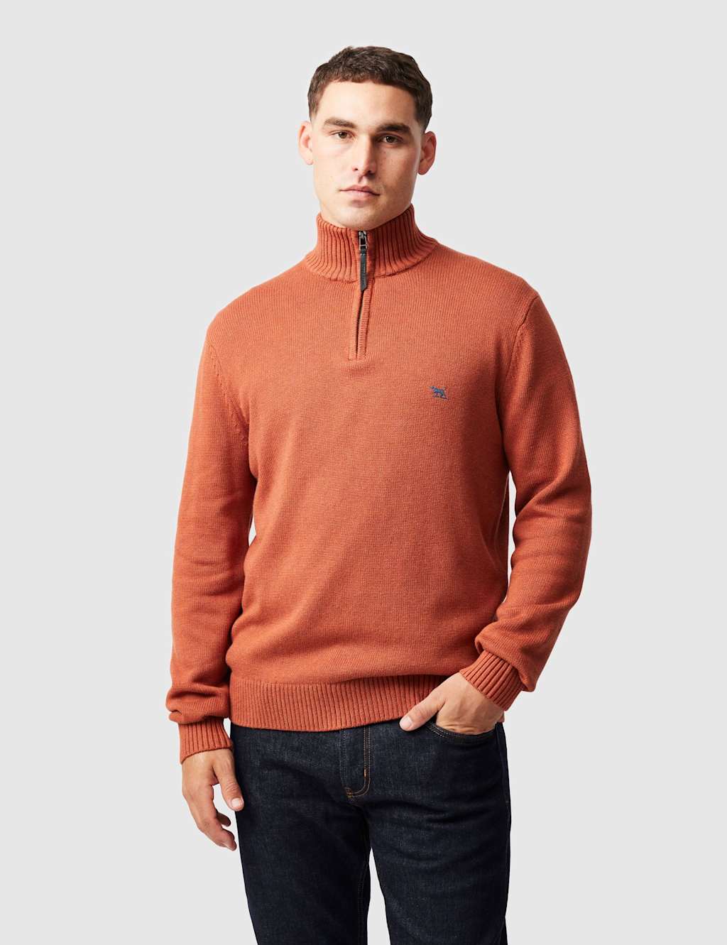 Rodd & Gunn Men's Merrick Bay Pure Cotton Half Zip Jumper - L - Dark Orange - Available at M&S