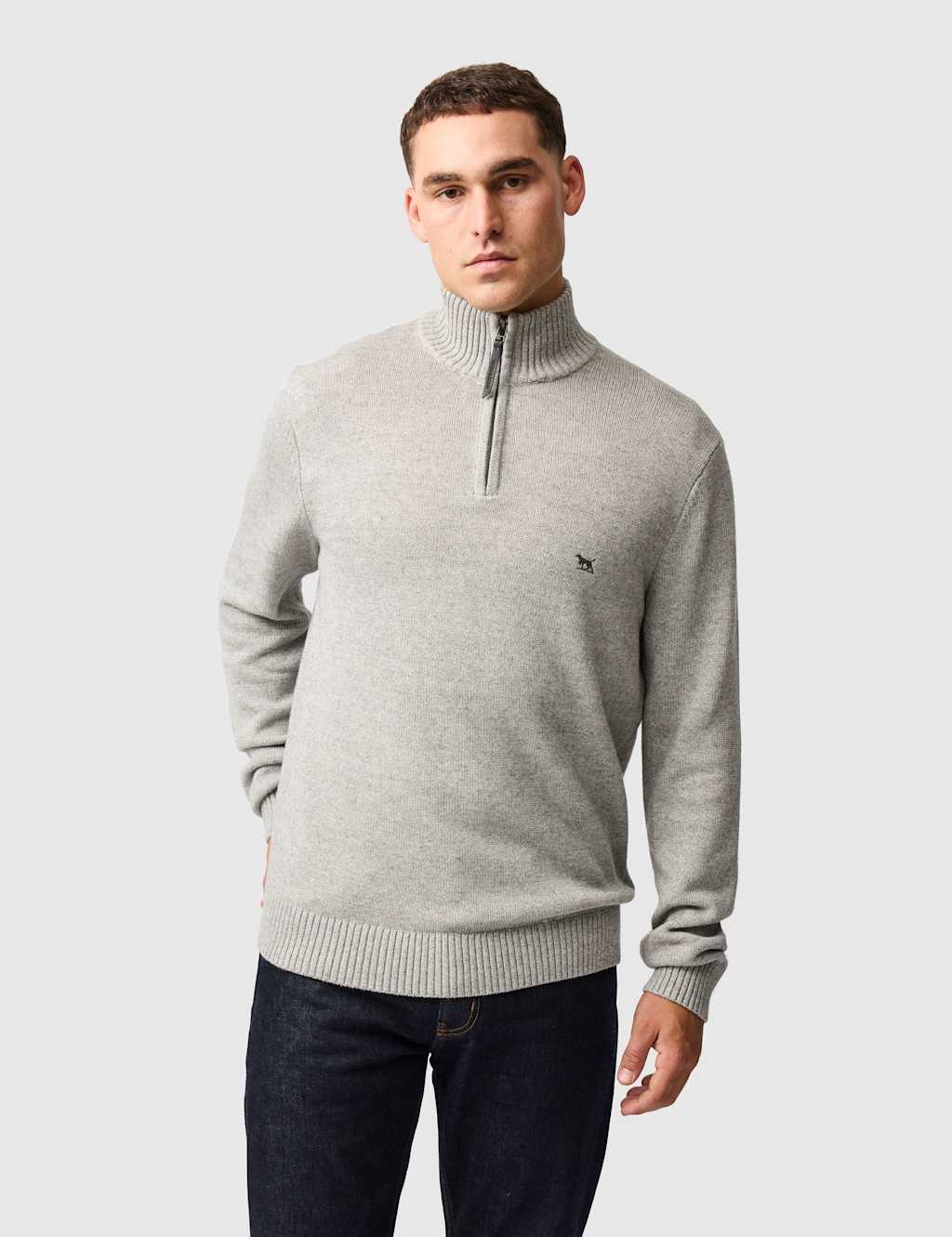Rodd & Gunn Men's Merrick Bay Pure Cotton Half Zip Jumper - L - Grey - Available at M&S
