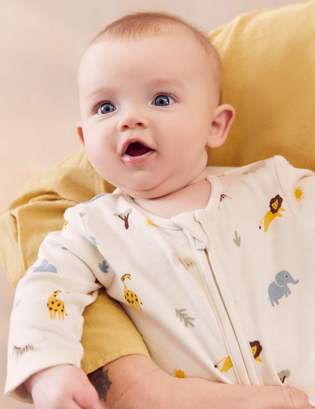 Cotton Blend Safari Sleepsuit (0-24 Mths)