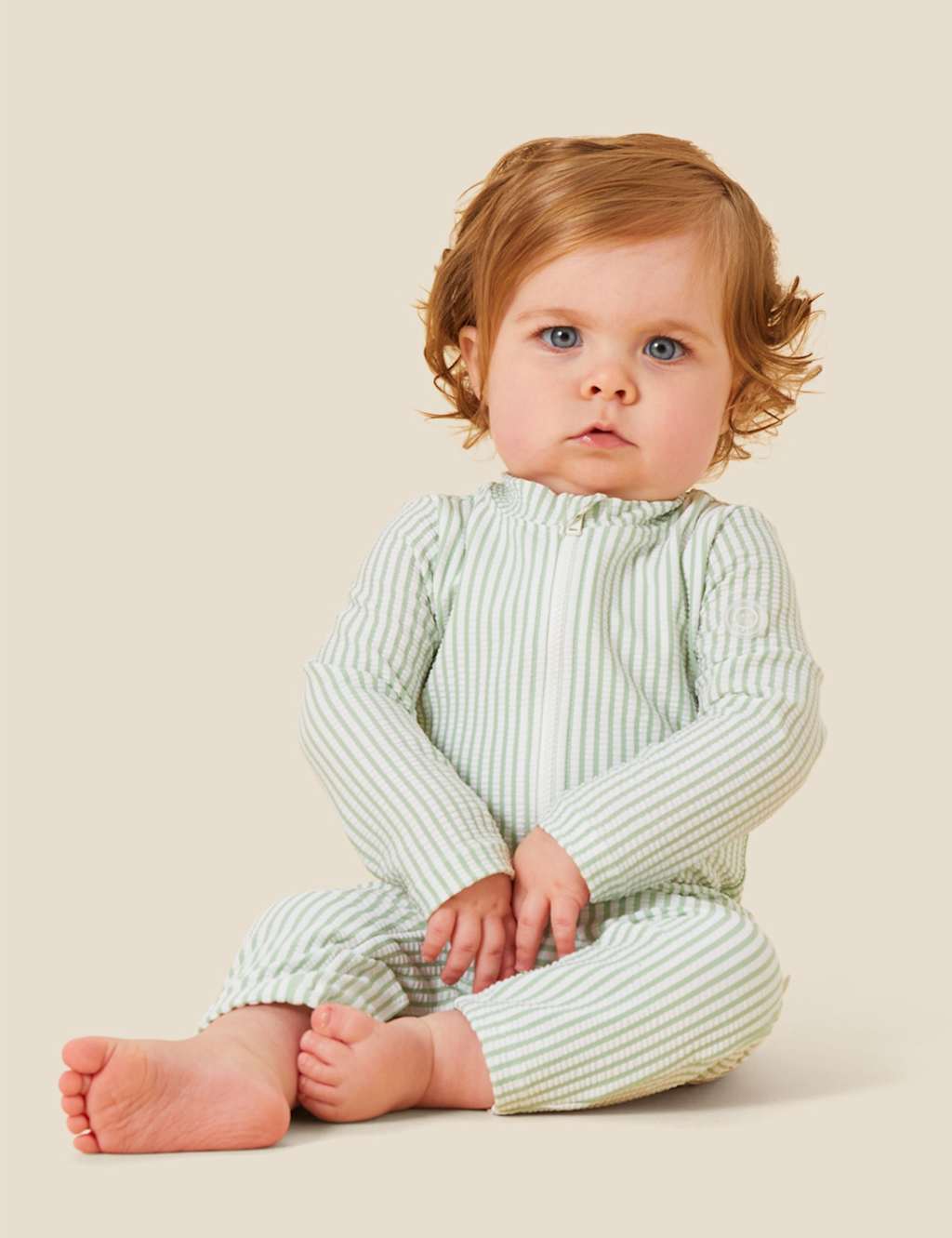 Seersucker All In One Swim Suit (0-24 Mths)