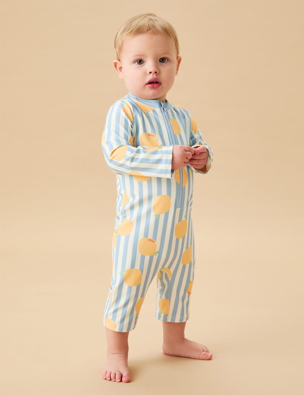 Lemon Stripe All In One Swimsuit (0 - 24 Mnths)
