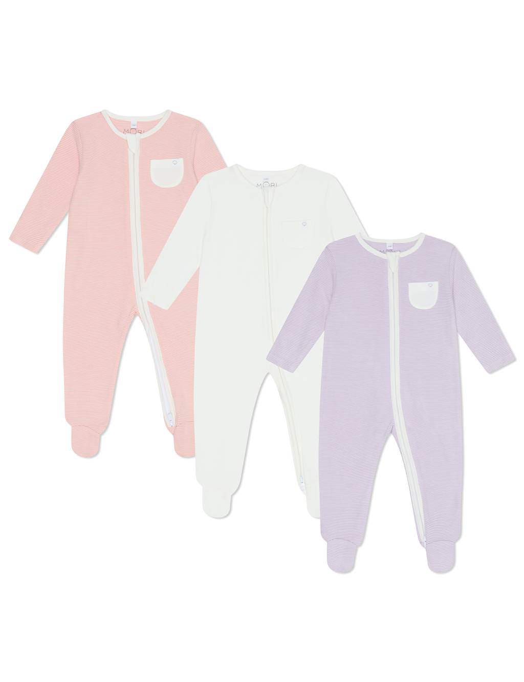 3pk Cotton Blend Sleepsuits (0-24 Mths)