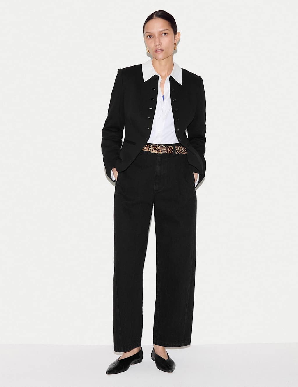 Jigsaw Women's Crepe Jersey Button Detail Jacket - Extra Small - Black - Available at M&S