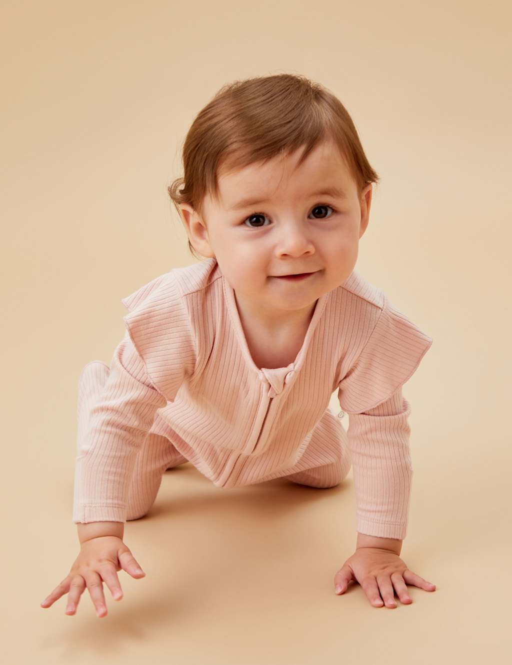 Ribbed Frill Shoulder Zip Sleepsuit (7lbs-24 Mths)
