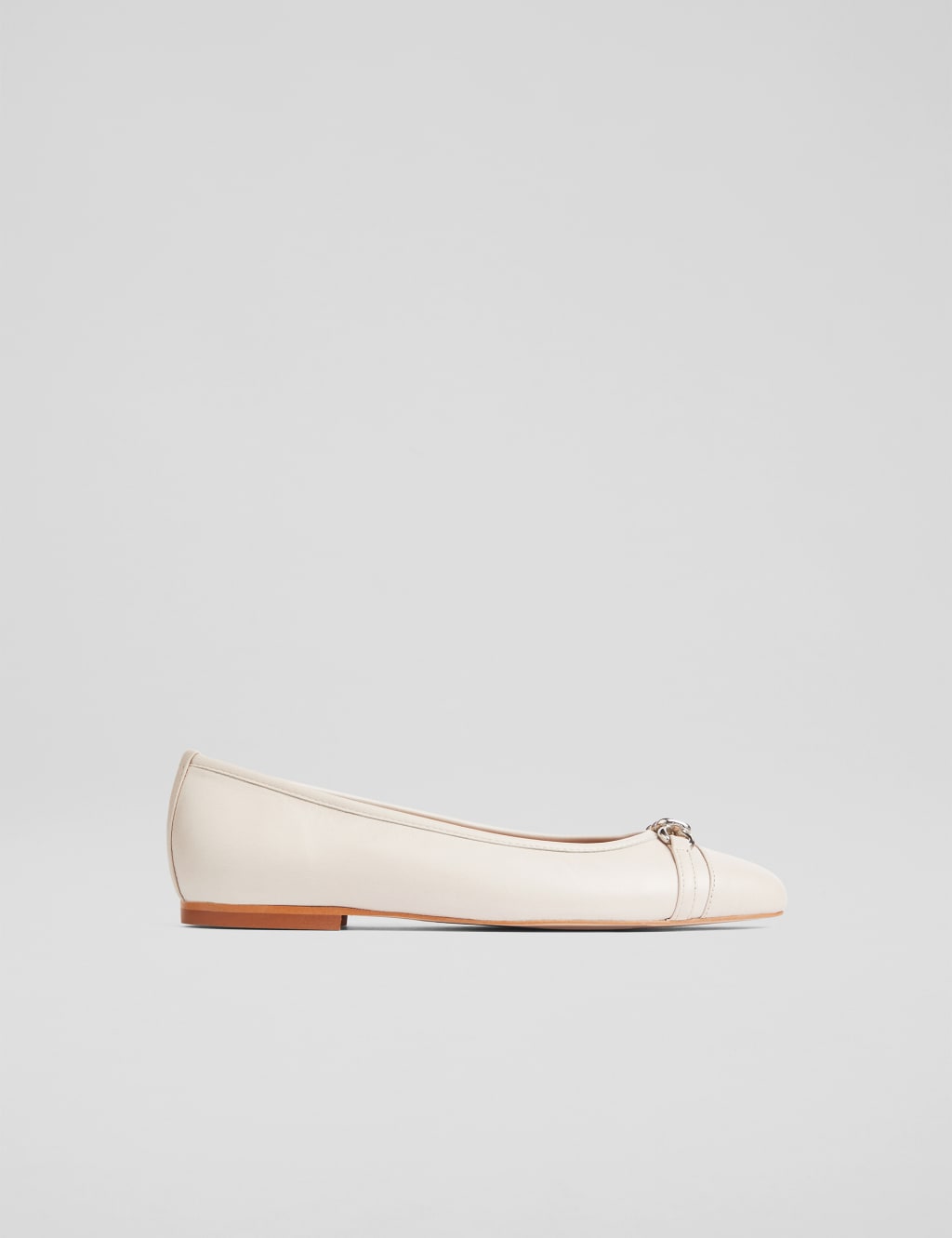 Leather Chain Detail Flat Ballet Pumps