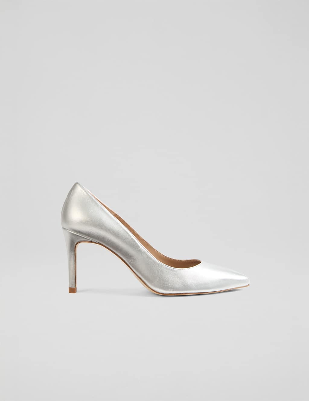 Leather Metallic Stiletto Heel Court Shoes