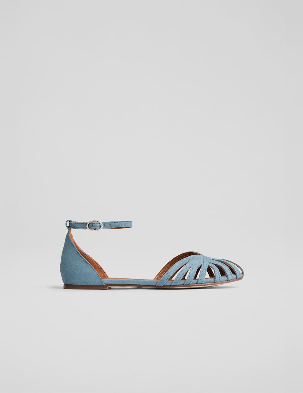 Suede Plaited Ankle Strap Flat Sandals