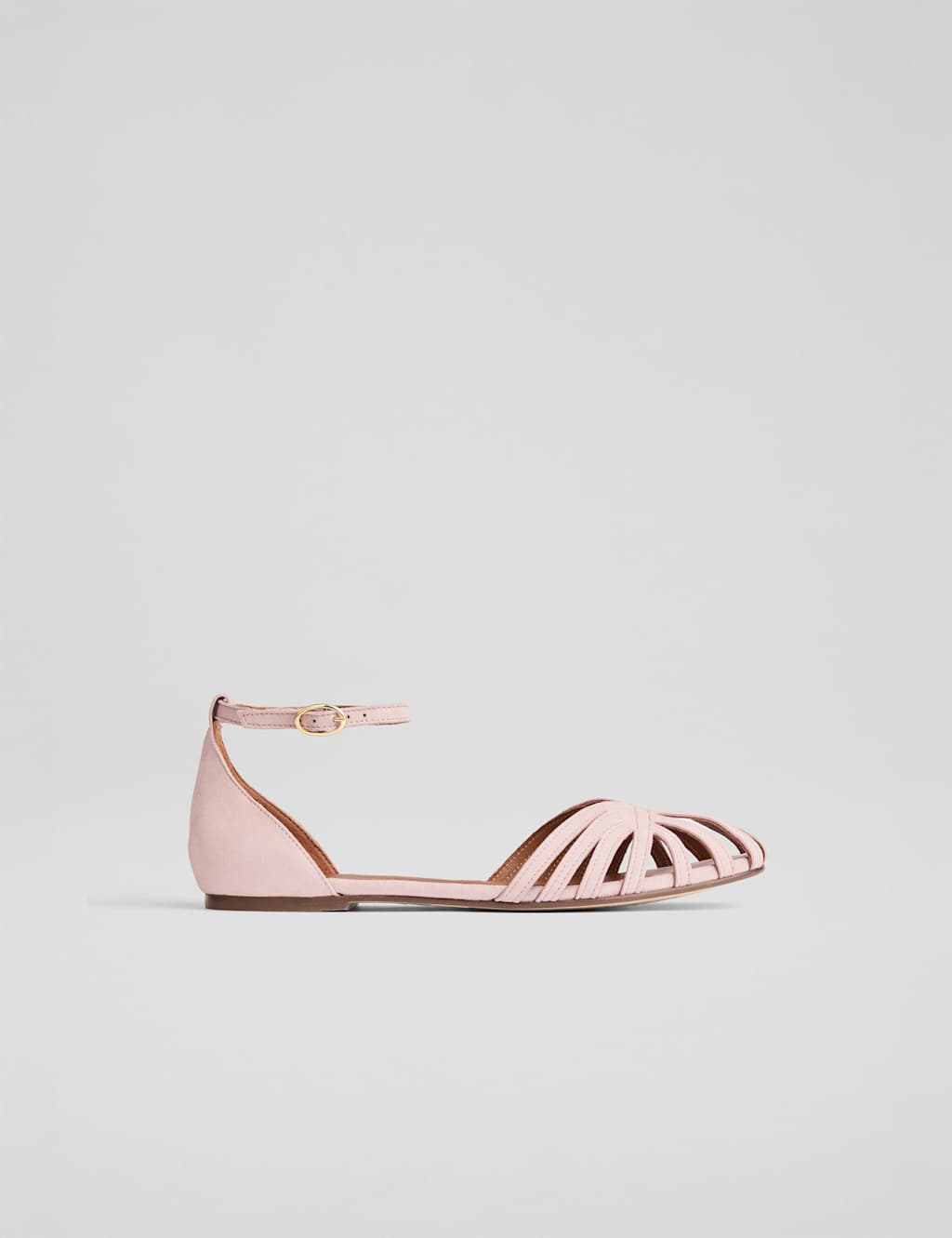 Suede Plaited Ankle Strap Flat Sandals