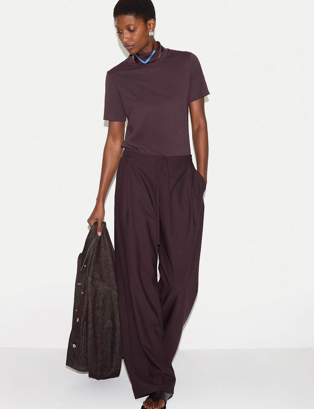 Jigsaw Women's Tailored Drawstring Trousers - 12 - Purple - Available at M&S