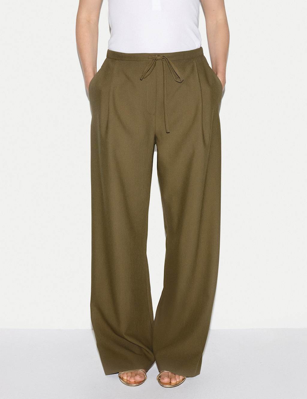 Jigsaw Women's Tailored Drawstring Trousers - 10 - Green - Available at M&S