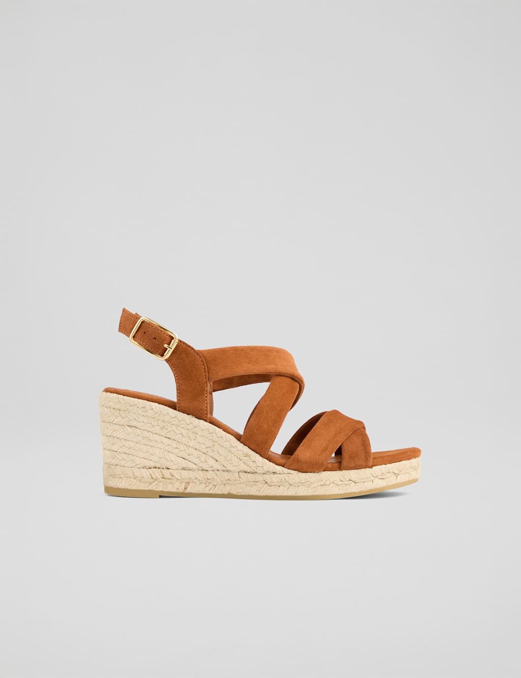 Suede Crossover Strappy Wedge Sandals