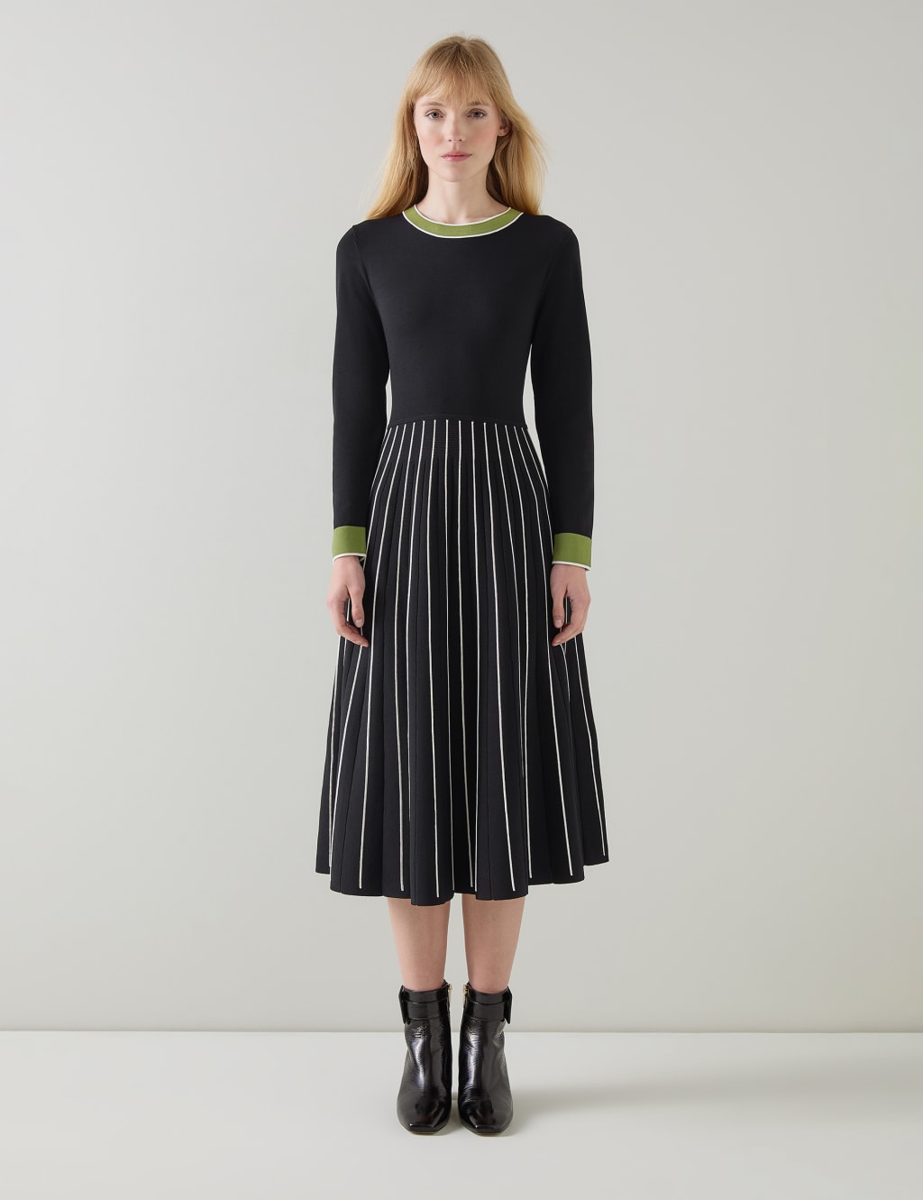 Colour Block Midi Skater Dress