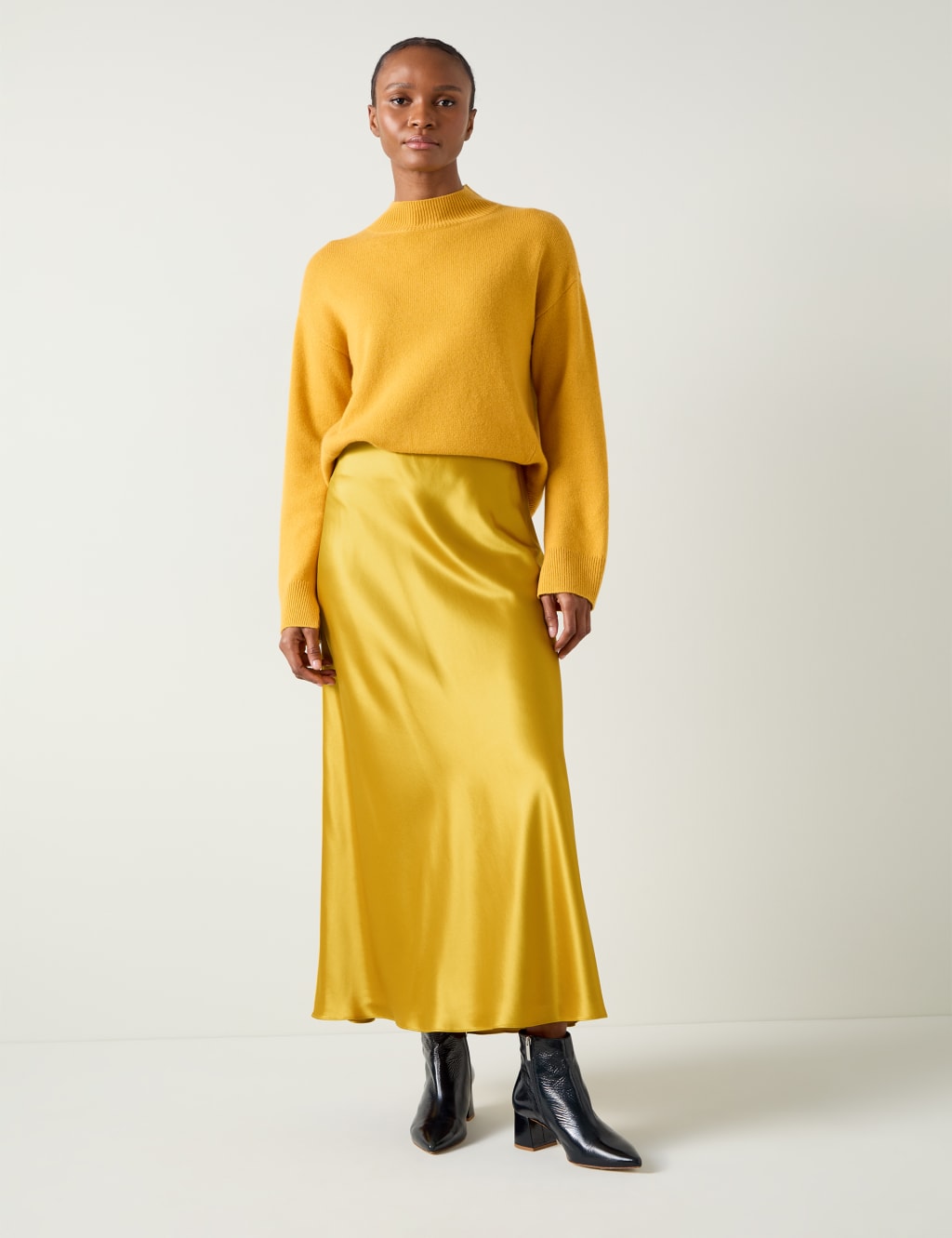 Satin Midi Slip Skirt