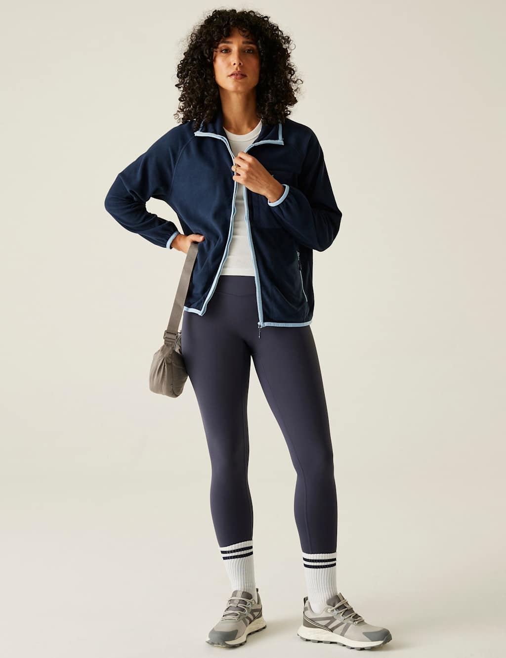 Lilana Lightweight Zip Up Funnel Neck Fleece