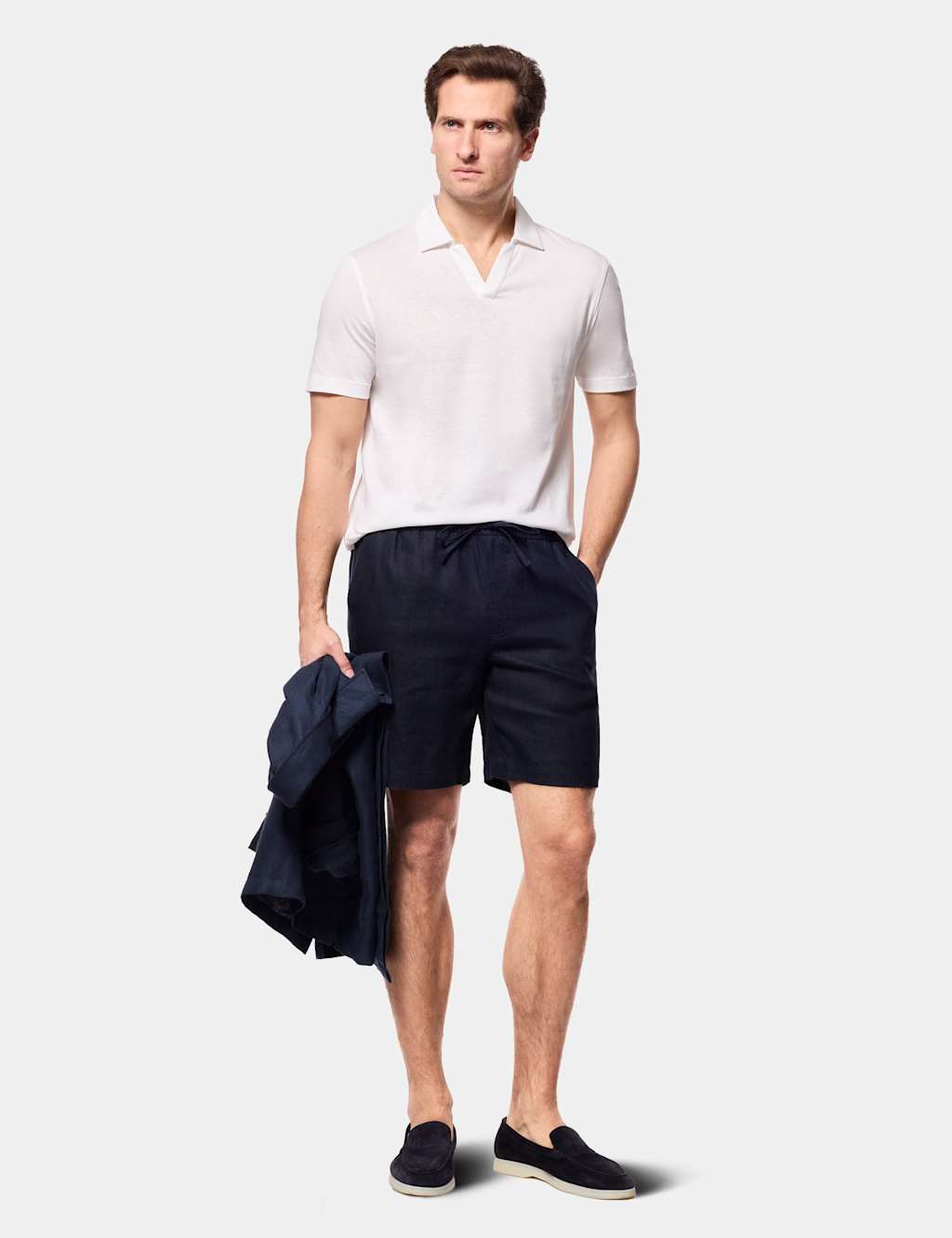 Hawes & Curtis Men's Pure Linen Lightweight Shorts - 38 - Navy - Available at M&S
