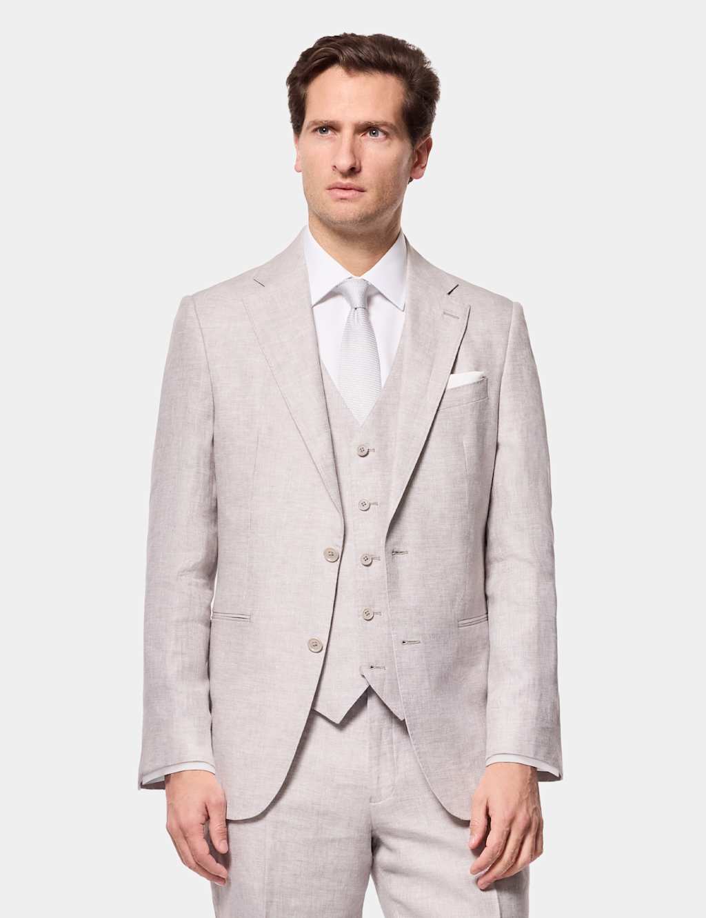 Hawes & Curtis Men's Tailored Fit Pure Linen Suit Jacket - 38 - Light Grey - Available at M&S