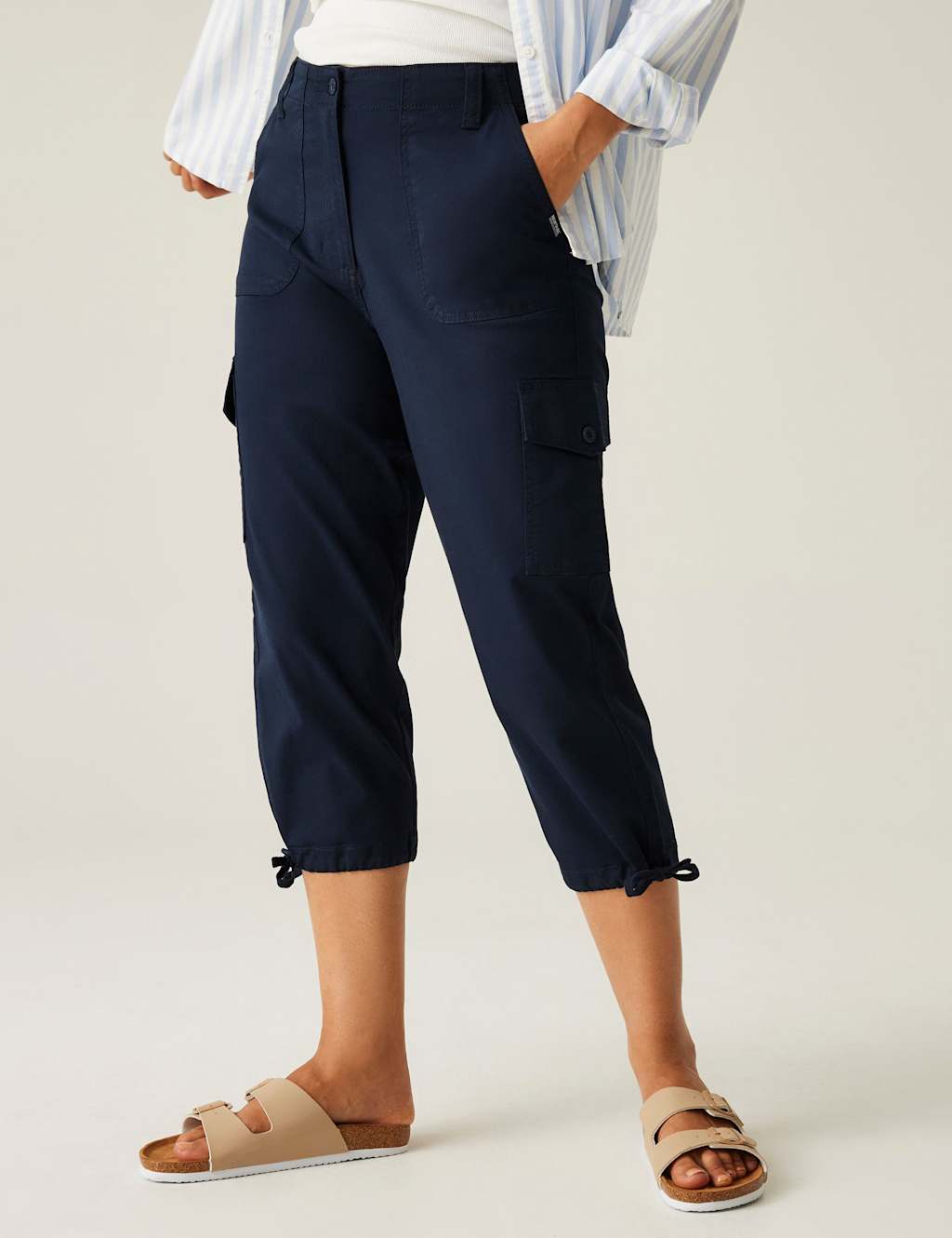 Shorebella Capri Cotton Blend Cargo Trousers