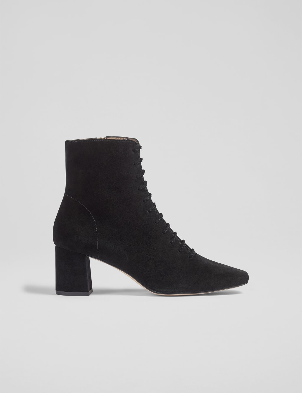 Suede Lace Up Block Heel Ankle Boots