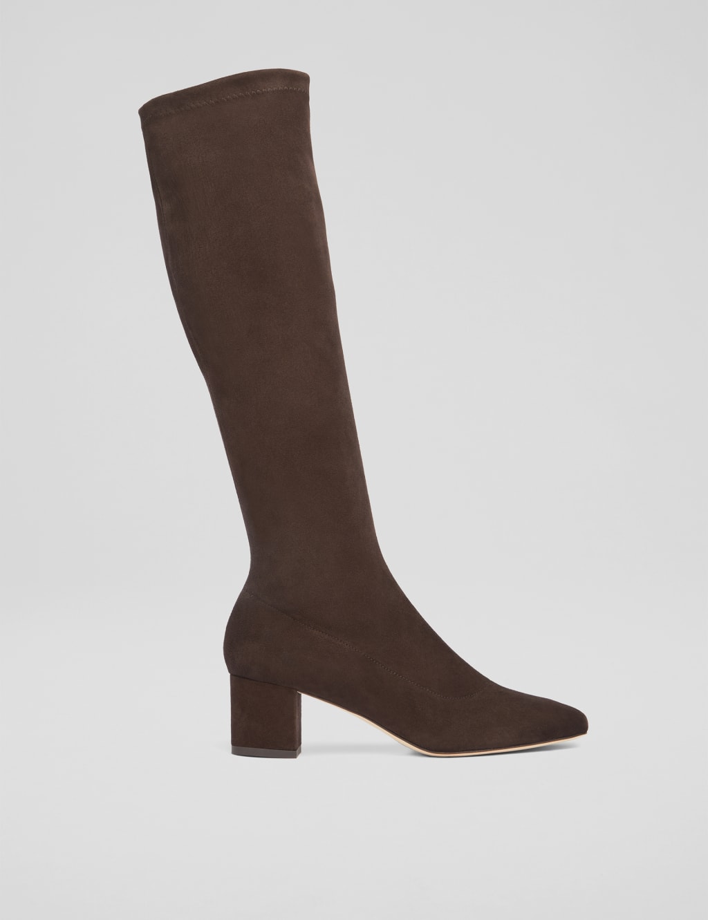 Suede Block Heel Knee High Boots