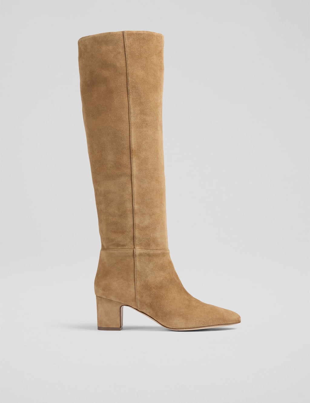 Suede Block Heel Knee High Boots