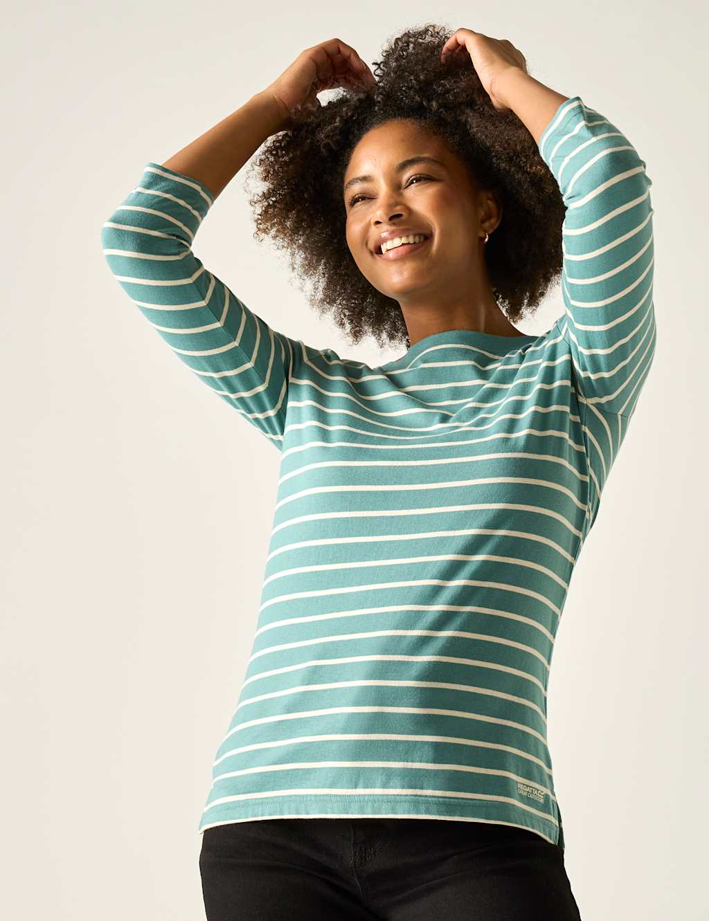 Regatta Women's Baylette II Cotton Rich Striped Top - 8 - Green Mix - Available at M&S