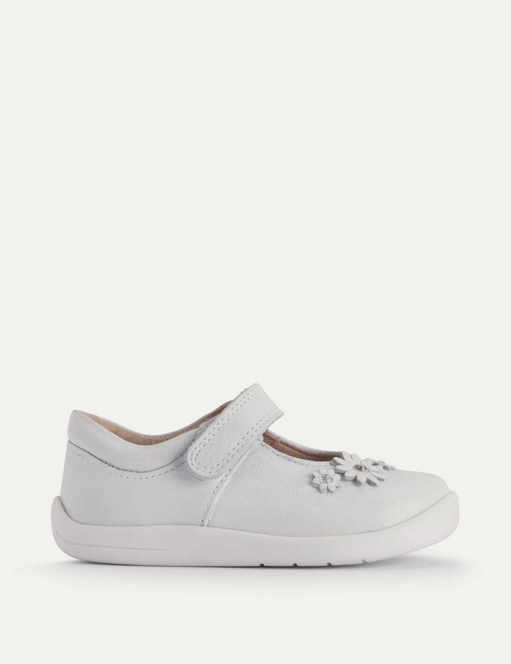 Kids' Leather Flower Riptape Shoes (4 Small - 8 Small)