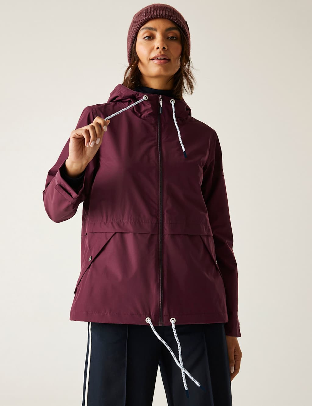 Regatta Bayletta II Waterproof Striped Raincoat Plum