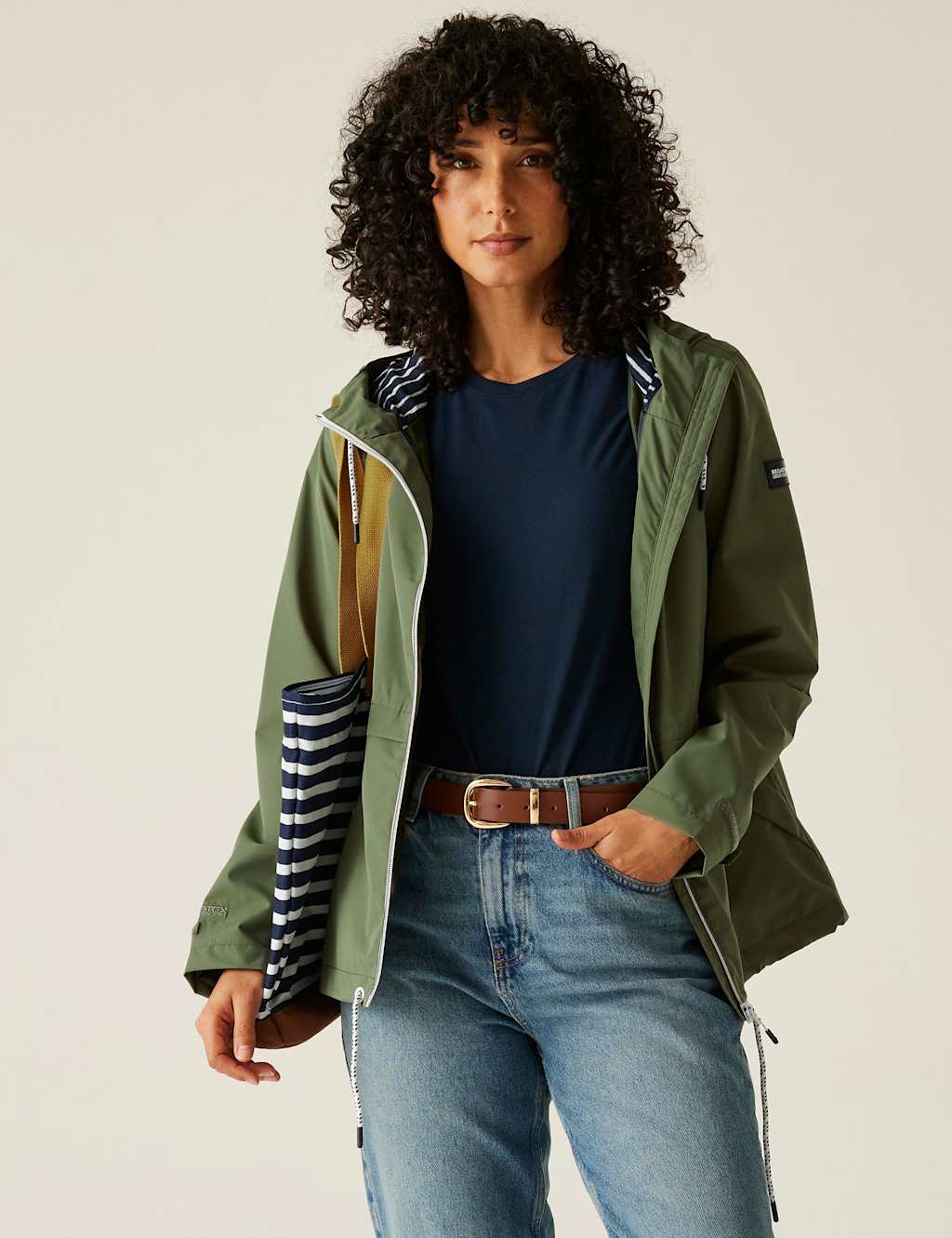 Regatta Bayletta II Waterproof Striped Raincoat Green