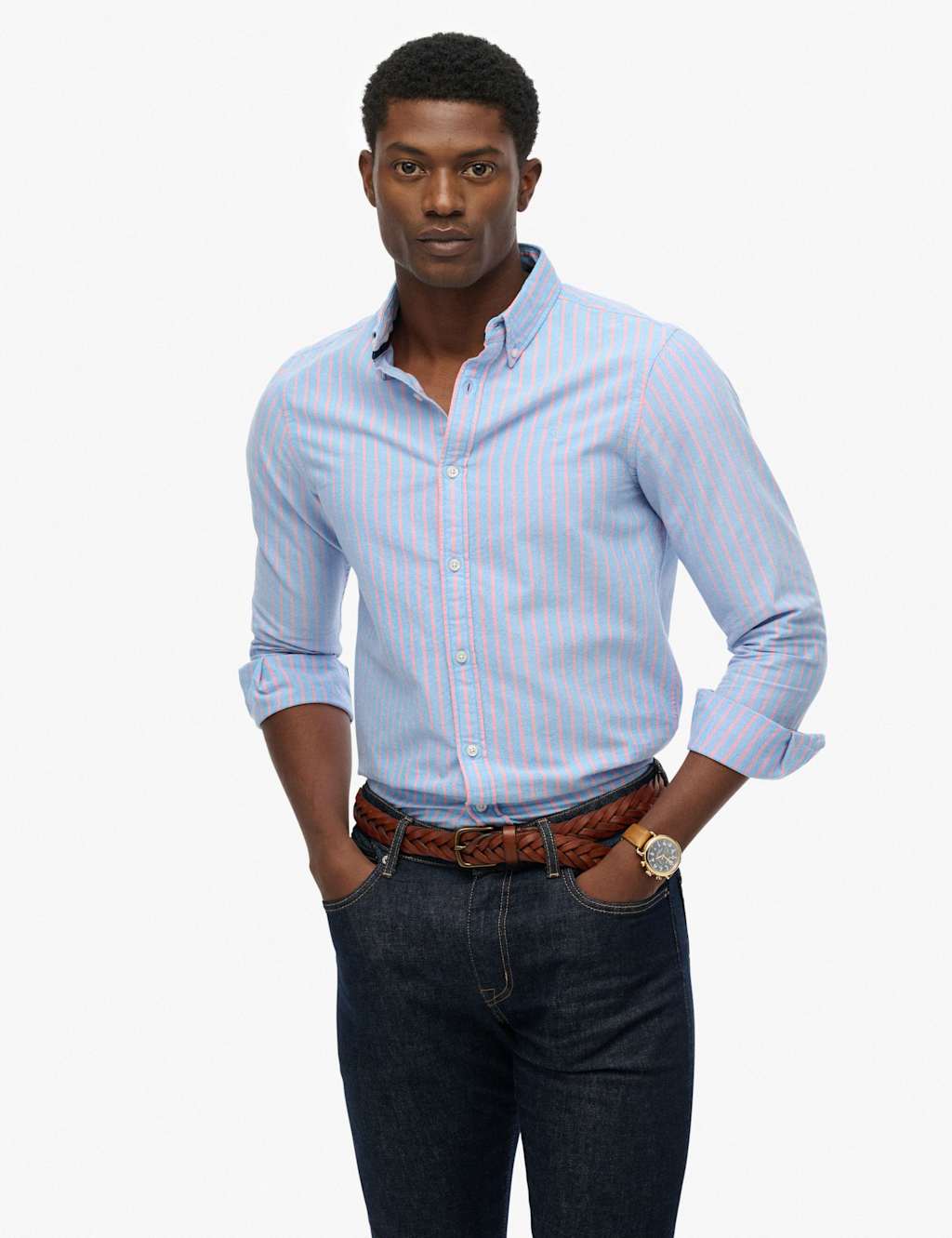 Superdry & Co Men's Pure Cotton Striped Oxford Shirt - S - Blue Mix - Available at M&S