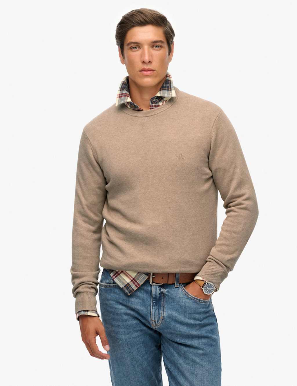 Superdry & Co Men's Pure Cotton Crew Neck Jumper - 2XL - Beige - Available at M&S