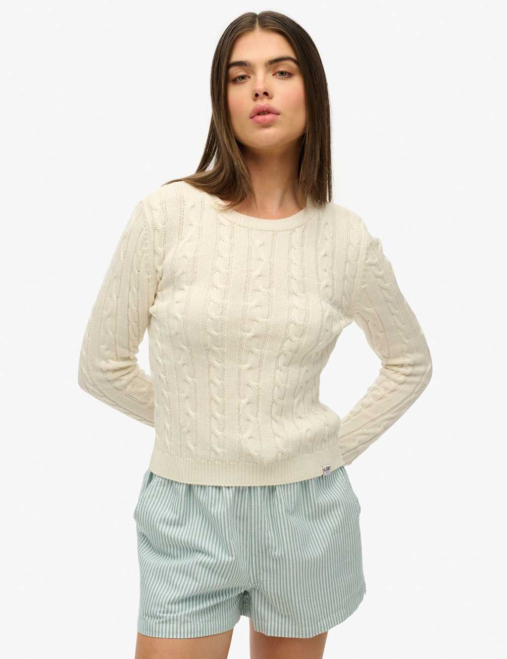 Superdry & Co Women's Cable Knit Crew Neck Jumper - 14 - Cream - Available at M&S