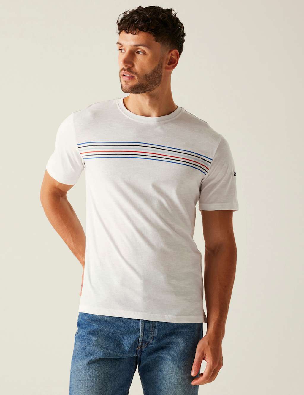 Ravia Pure Cotton Chest Stripe T-Shirt