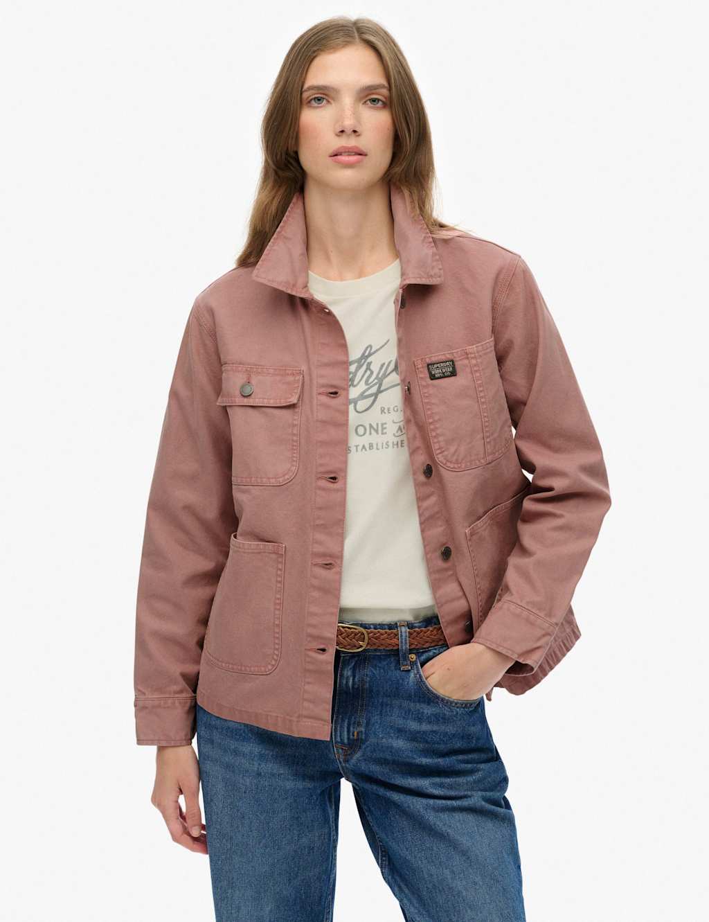 Superdry & Co Women's Pure Cotton Collared Relaxed Utility Jacket - 10 - Pink - Available at M&S