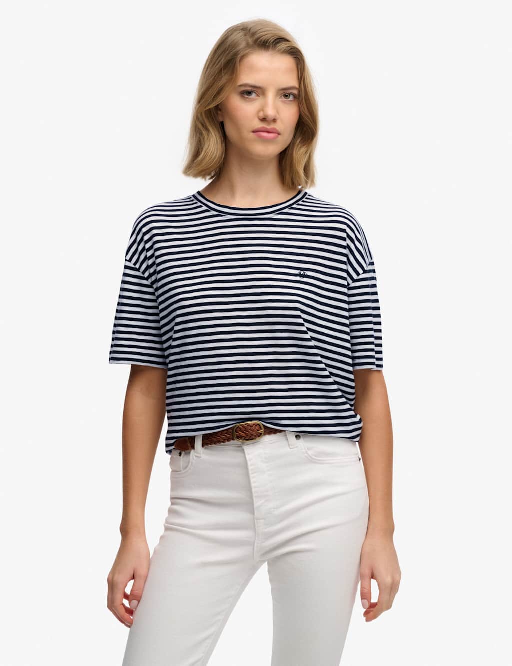Superdry & Co Women's Cotton Rich Striped T-Shirt - 12 - White Mix - Available at M&S