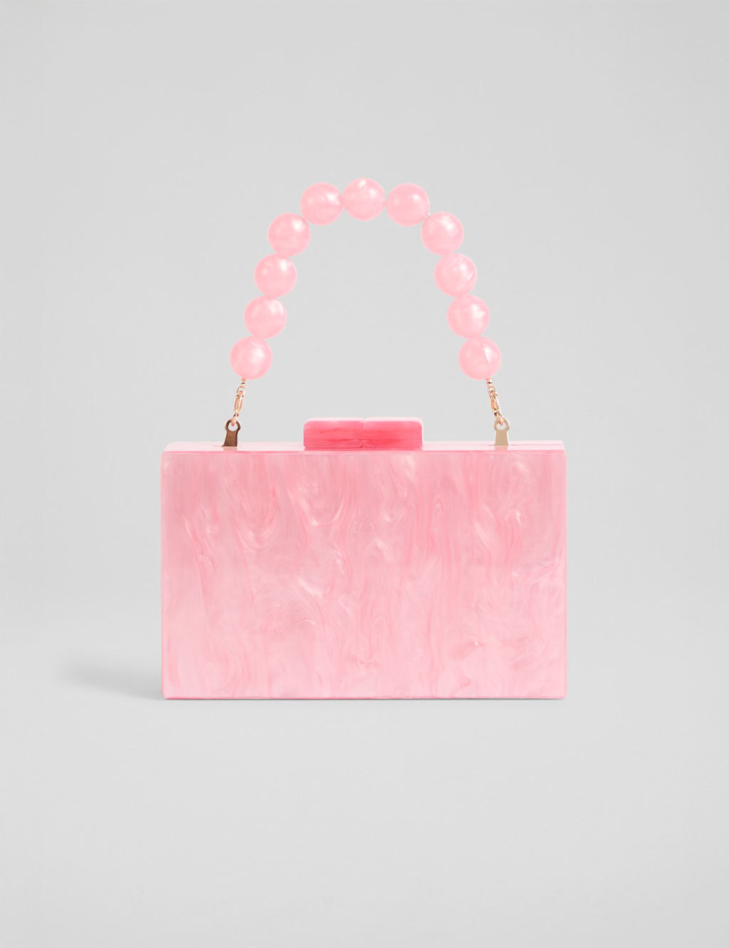 Resin Box Beaded Handle Clutch Bag