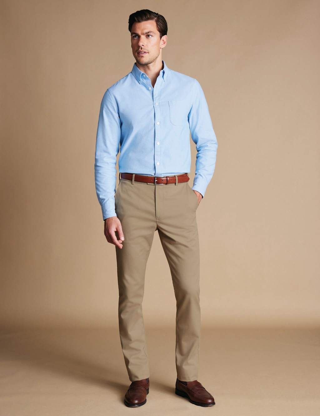 Charles Tyrwhitt Men's Ultimate Regular Fit Cotton Rich Chinos - 38/30in - Taupe - Available at M&S