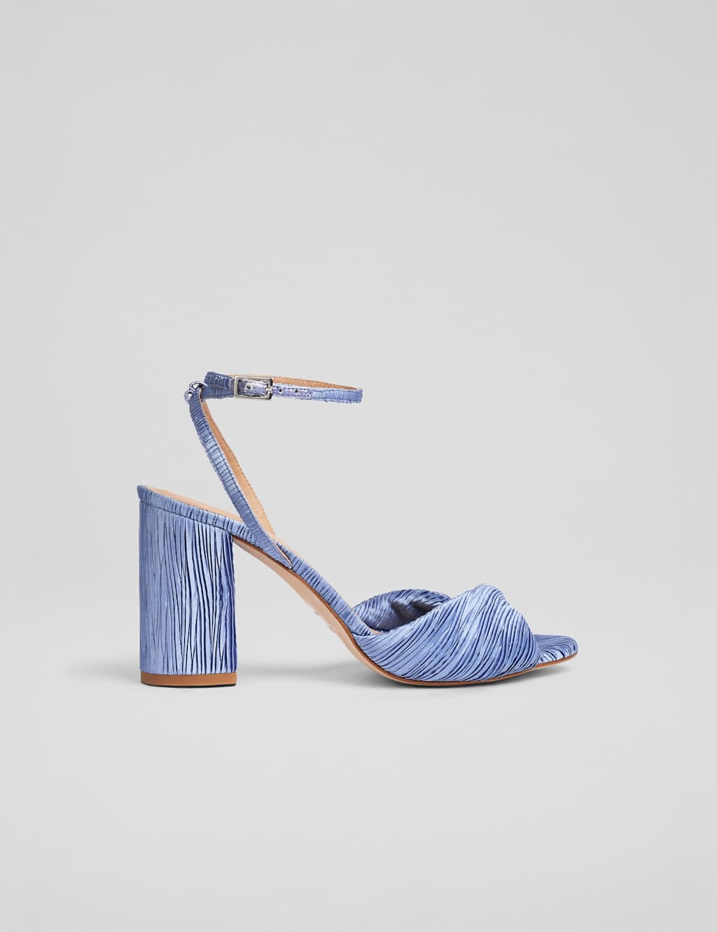Fabric Ankle Strap Block Heel Sandals
