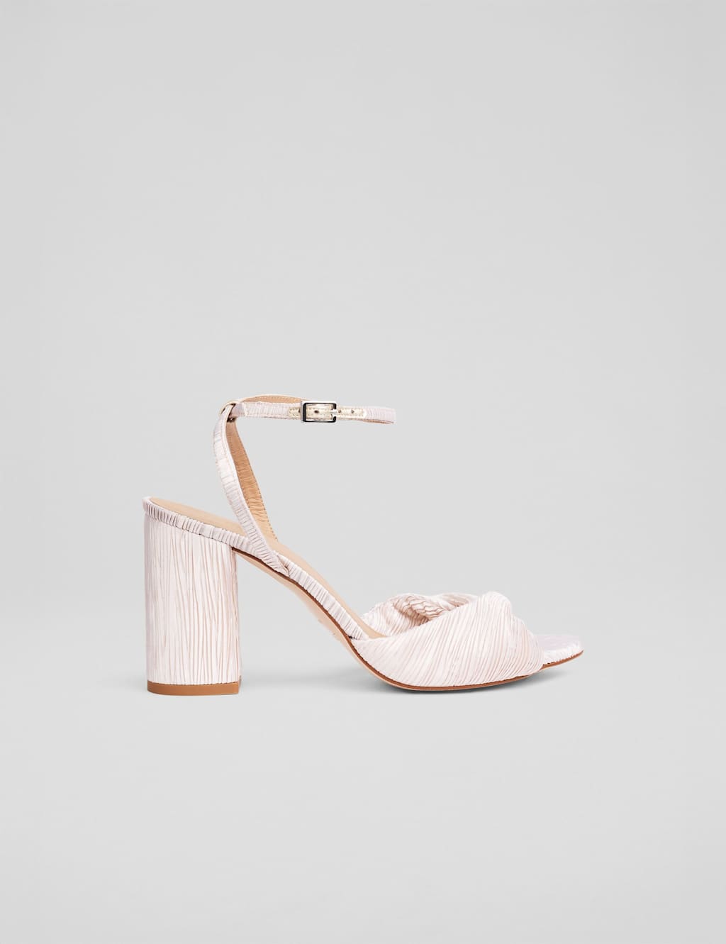 Fabric Ankle Strap Block Heel Sandals