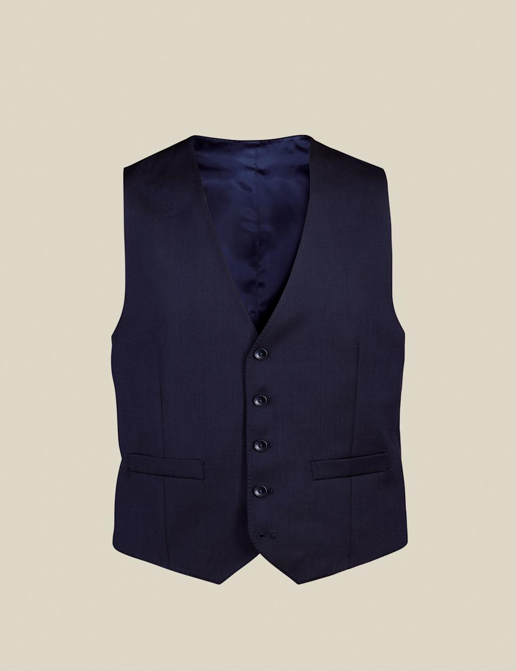 Charles Tyrwhitt Men's Regular Fit Italian Wool Waistcoat - 38 - Dark Navy - Available at M&S