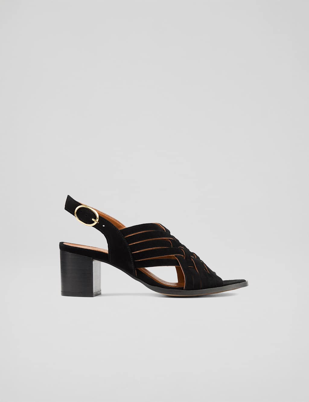 Suede Woven Block Heel Slingback Sandals