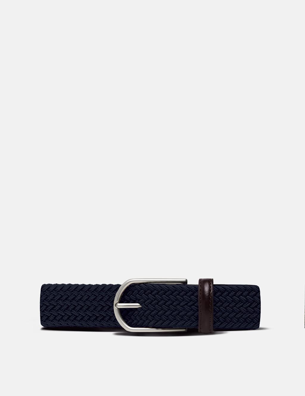 Hawes & Curtis Men's Leather Braided Stretch Belt - XL - Navy - Available at M&S