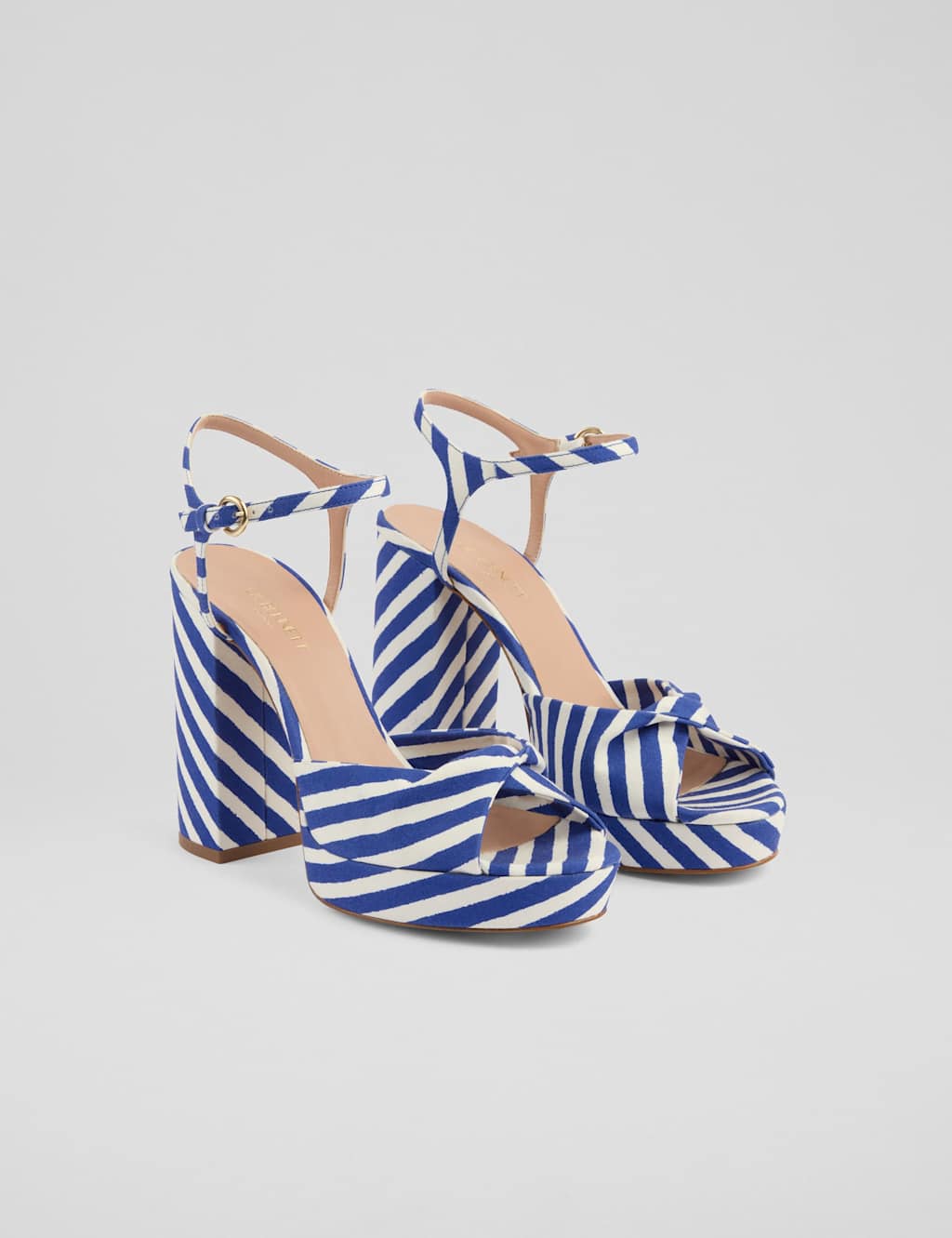 Fabric Striped Block Heel Platform Sandals